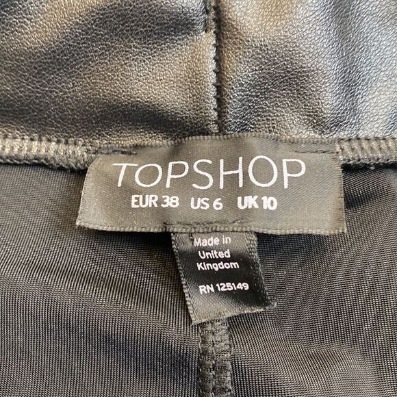 TOPSHOP Black Faux Leather Leggings Size 6 - Picture 9 of 9